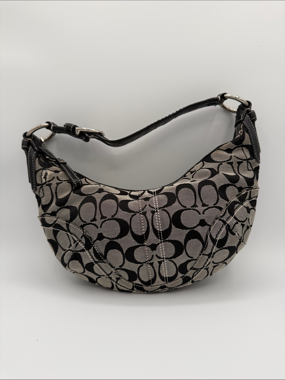 Vintage Coach Signature C Jacquard SoHo Shoulder Bag in Black 2006